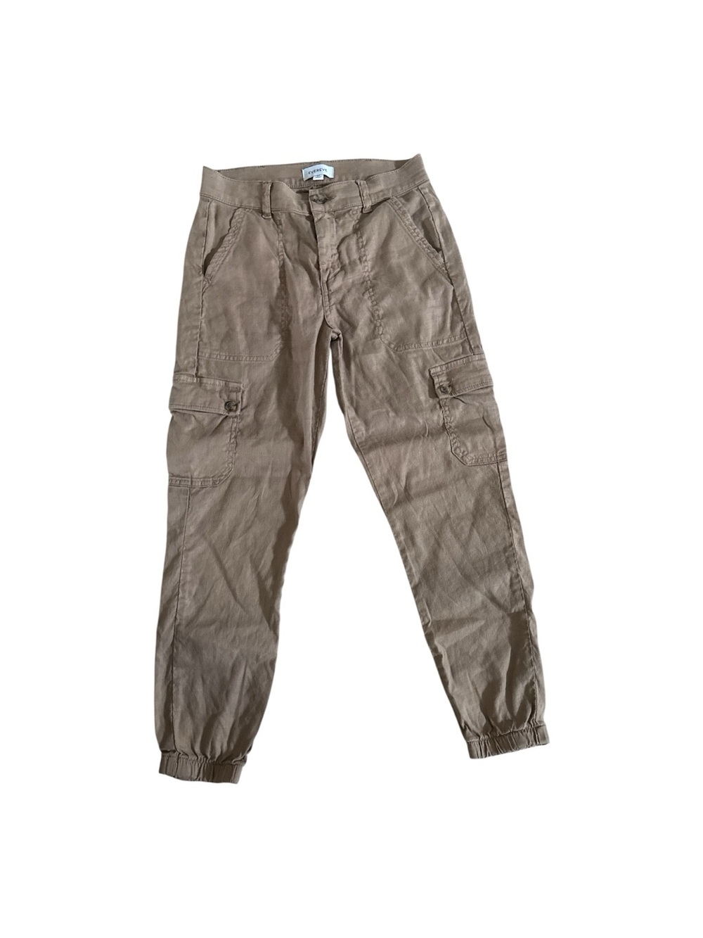 Evereve Tessa Cropped Linen Blend Cargo Pants in Sandcastle Natural Brown | 27